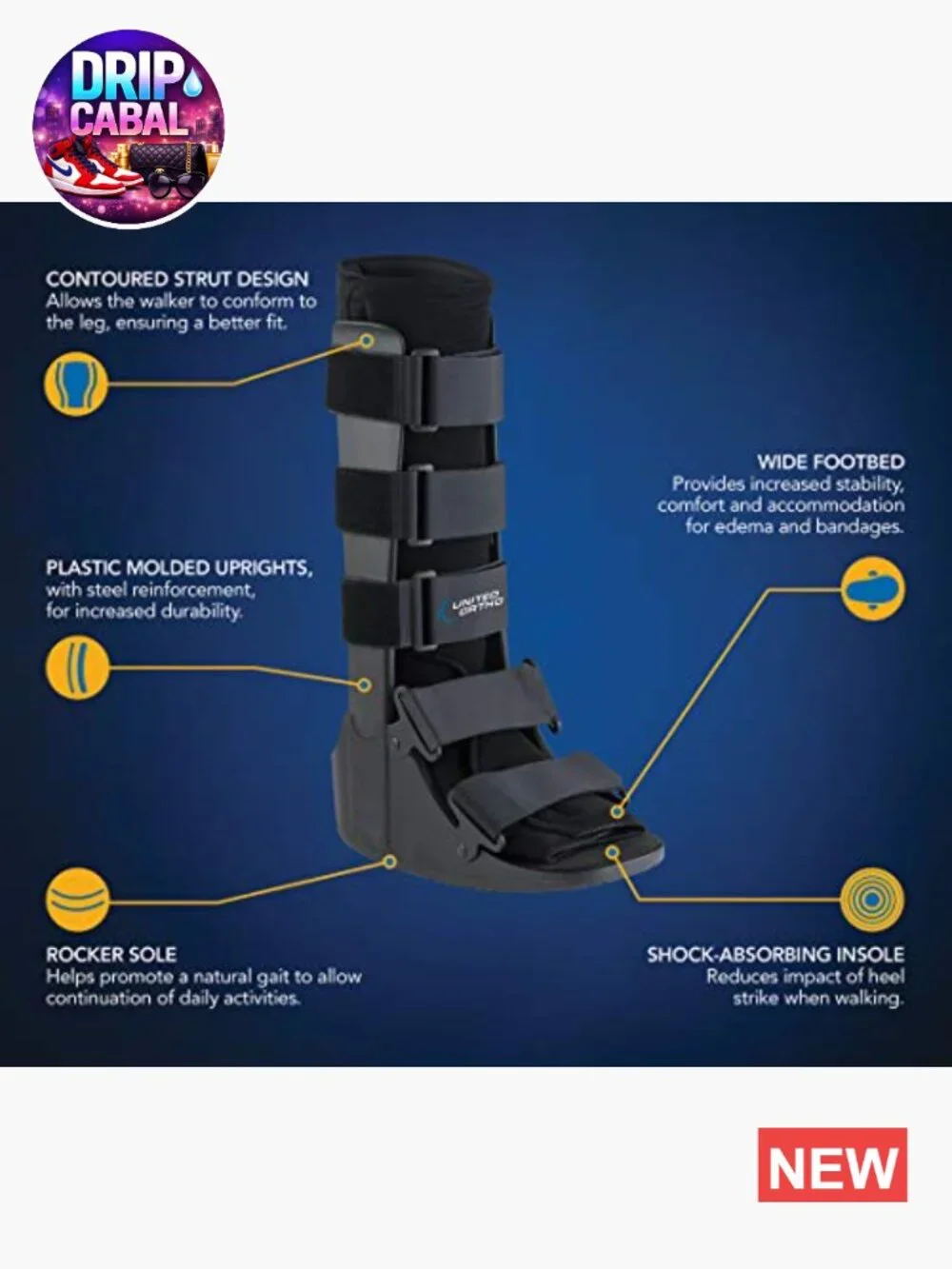 Cam Walker Fracture Boot, Medium, Black - Orthopedic Support